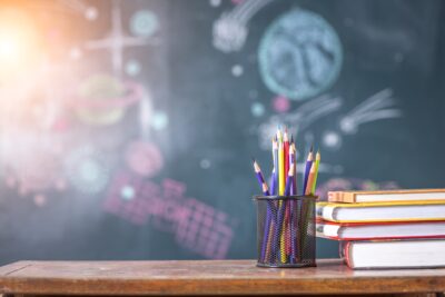 Pencils books and notebooks