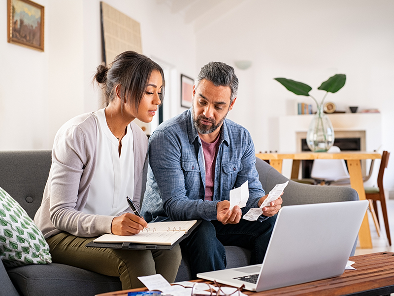 couple working on home finance