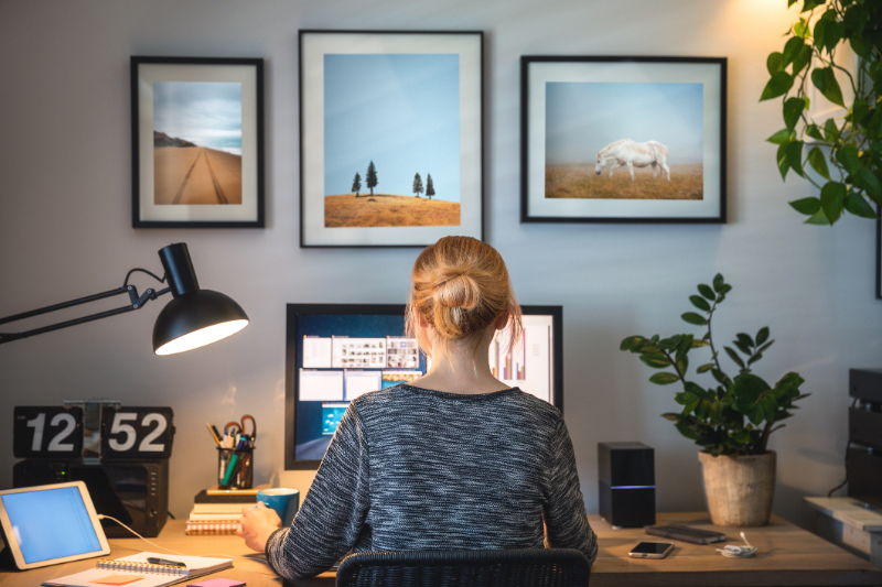 woman working at home